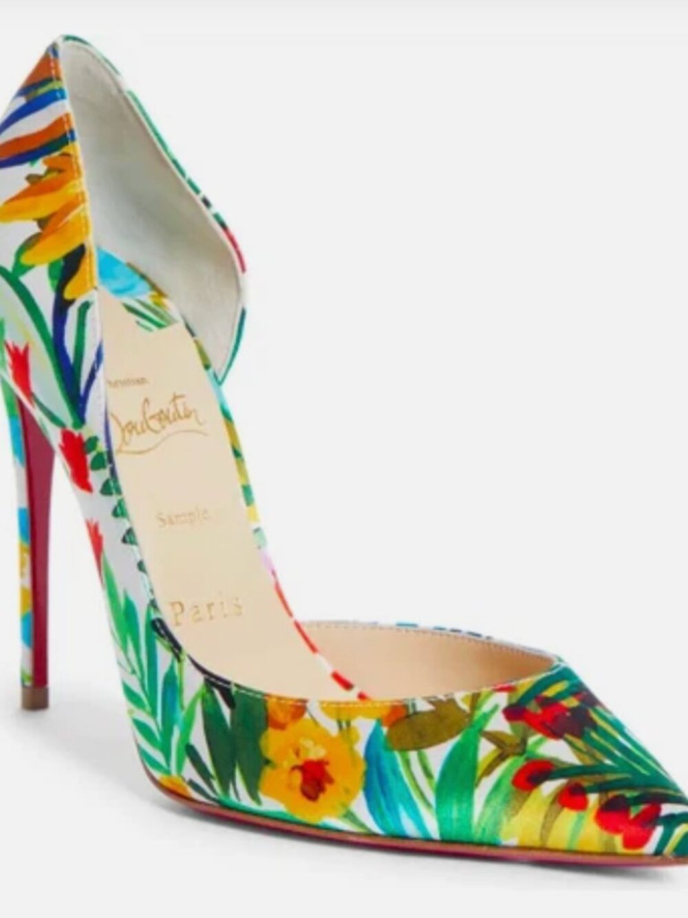 Christian Louboutin Iriza Floral Print 4" Half d'Orsay Pumps